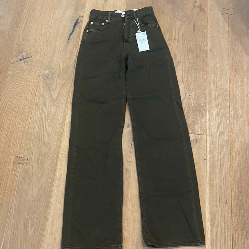 Mango Kaia olive wide leg jeans
